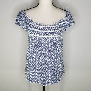 Anna Sui eyelet blue short sleeve top SZ 2